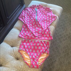 J. Crew Pink Rashguard Swimwear Set
